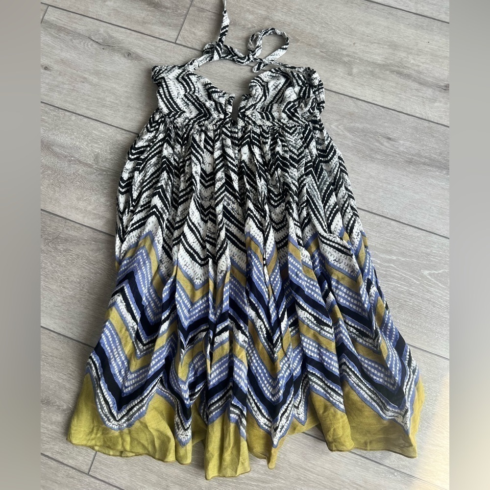 Free people flowy mixed print boho strapless tie back festival dress size xs
